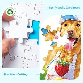 300 Pieces Puzzles for Adults,Summer Dog Pool Party & Food Puzzle,Large Puzzles Pieces for Seniors,Fun Puppy Jigsaw Puzzles for Kids Ages 8-10,Challenging Family Games,Holiday Party Gifts,20.5 x 15 In