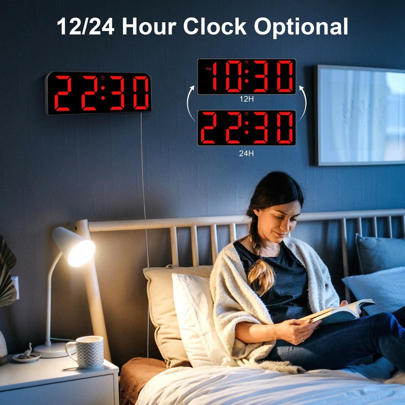 Sukeen Digital Wall Clock Digital Alarm Clock Silent Alarm Clock