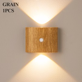 Morden Wireless Magnetic Motion Sensor Wall Light RGB Smart Home USB Rechargeable Night Light Bedroom Bedside LED Wall LampsBody color: Wood, Lamp Power(W): 1, Lamp Sizes: Small