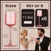 Vintacicle Pink Square Wine Glasses Set of 6, Elegant Ribbed