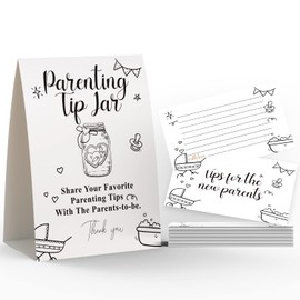 Toctose Advice for New Parents, Parenting Advice Card, Baby Shower Party, Tips for the Parents To Be，Includes a 5x7 Standing Sign and 25 4x6 Advice Cards(JYC038)