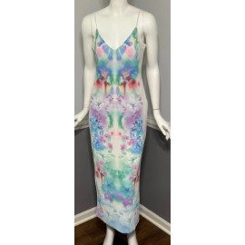AFRM NEW AFRM Alyson Mesh Panel Maxi Dress Blur Blossom Size M Colorful Festival Boho