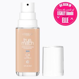 L'Oreal Paris True Match Super-Blendable Foundation, Medium Coverage Liquid Foundation Makeup with SPF 17, C4, Light Medium, 1 Fl Oz