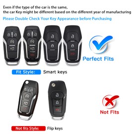 QBUC for Ford Key fob Cover,TPU 360 Degree Car Key Case Protector with Keychain Compatible with Ford Fusion F-150 Edge Explorer Mustang Lincoln MKZ MKC 2/3/4/5 Buttons Smart Key(Red), A-red, universal