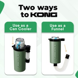 The Kong Skinny Can - Portable Coozie or Bottle Cooler/Cup With Detachable, Expandable, Hose To Funnel Your Drink (Green)