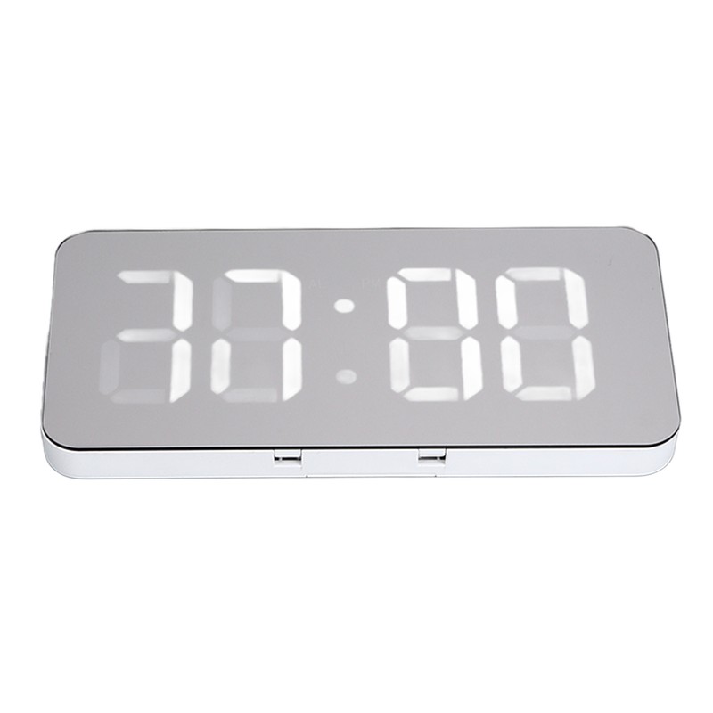 LED Digital Alarm Clock USB Charging Mirror Clock with 4