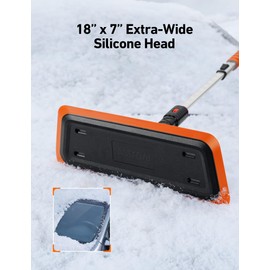 AstroAI 47.2 Inch 2-in-1 Snow Scraper for car Snow Broom and Detachable Ice Scraper with Non-Abrasive Silicone Head for Cars, Trucks, SUVs（Orange-Black）