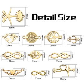 100g(40~70pcs) Mixed Styles Connector Charms Infinity Symbol Heart Round Anchor Pendants Link Charms Connectors Craft Supplies for DIY Necklace Bracelet Jewelry Making