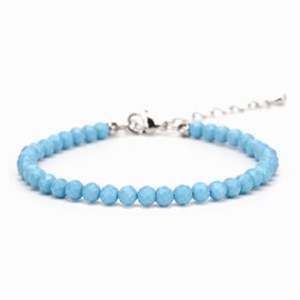 Crystal Bracelet for Women, Natural 4mm Faceted Beads Adjustable Bracelet, Small Beaded Healing Gemstone Bracelet, Small, Stone, Agate