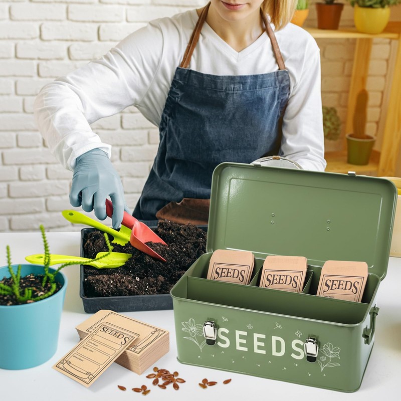 Zenymb Seed box, Seed storage box, Garden seed organizer