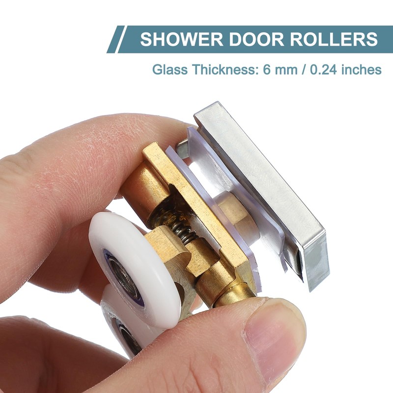 sourcing map 2 Pcs 25mm Double Shower Door Rollers Copper