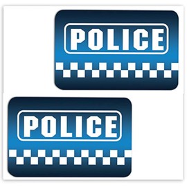 Skino Eu® Set of 2 Vinyl Car Stickers Police Police Car Motorcycle Bicycle Window Door Tuning B 6
