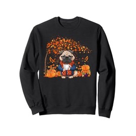 Cute Pug Leaf Fall Hello Autumn Dog Lover Thanksgiving Sweatshirt