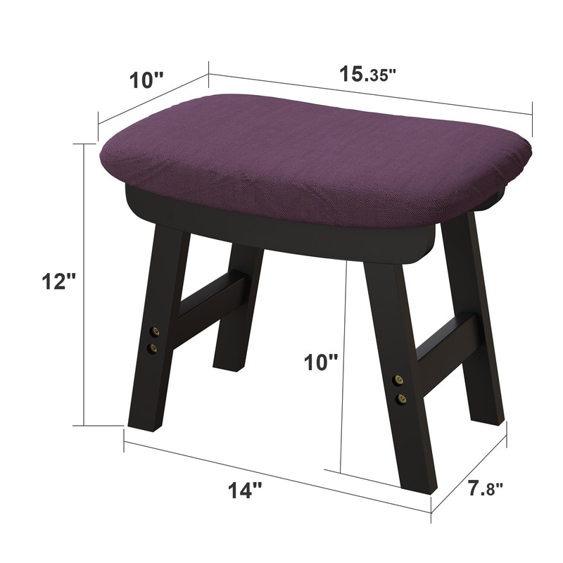 Foot Stools Ottoman, Small Soft Footrest Ottoman with Wood Legs,