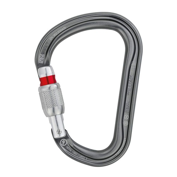 PETZL William Carabiner - Large, Pear-Shaped Locking Carabiner for Belay Stations and Belaying on a Munter Hitch - Screw-Lock