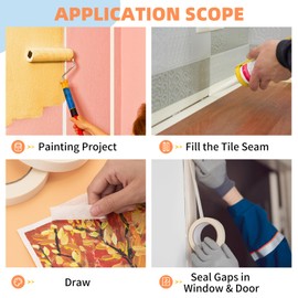 KICNIC White Masking Tape 12 Pack, General Purpose Painter's Tape 0.7inch x 60yard, 720 Yard in Total, Beige Crepe Paper Tape for Painting, Labeling, Packing, Craft, Art