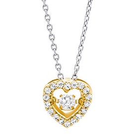 Julie Julsen JJDNE0777.3 Women's Moving Stones 925 Sterling Silver Necklace with Gold-Plated Heart and 19 Zirconia Stone, Unit size, Sterling Silver, Cubic Zirconia