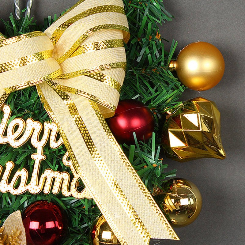 Christmas Inverted Tree Wreath Door Hanging Electroplated Ball Rattan Garland