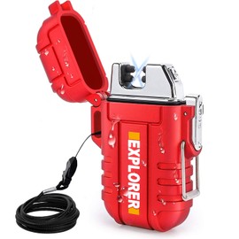 Encendedor Impermeable para Exteriores a Prueba de Viento, Encendedor de Doble arco, Encendedor Eléctrico Recargable por USB, sin Llama, Encendedores Fríos de Plasma para Camping, Aventura, Senderismo, Equipo Táctico de Supervivencia