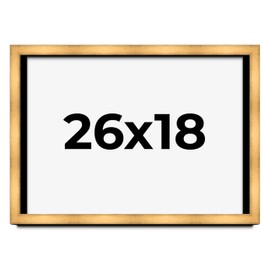 26x18 Shadow Box Gold Scuffed Siena Display Frame | 1.5 Inch Deep | 1.125 Inch Moulding Width | Includes Shatter Resistant Acrylic Plexiglass, Foamboard Backing and Hanging Hardware