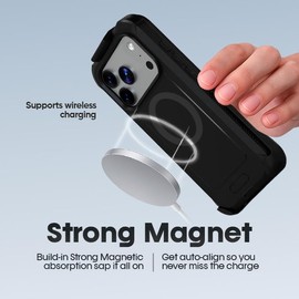 MOTIVE - Funda diseñada para 17 Pro Max con clip para cinturón, protección contra caídas de grado militar, resistente 17 Pro Max, soporte de carga inalámbrica MagSafe, resistente a prueba de golpes