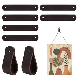 FERCAISH Pack of 8 PU Leather Wall Hooks, Durable, Space-saving, Ideal for Bathroom, Kitchen, Bedroom, Office