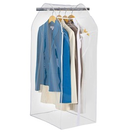 Violet Linen Clear Organization Vinyl Storage, 100% Vinyl, Heavy Duty, Dust-proof, Clear , 42" x 22" x 15" Closet Storage Solution Hanging Frameless Suit Garment Bag