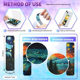 48 Pieces Anxiety Sensory Stickers with Storage Box - Sensory Strips 2 Textured Surface Adhesives Fidget Strips for Office & Classroom Desk Relieve Adult & Teen Stress (Oil Painting Style)