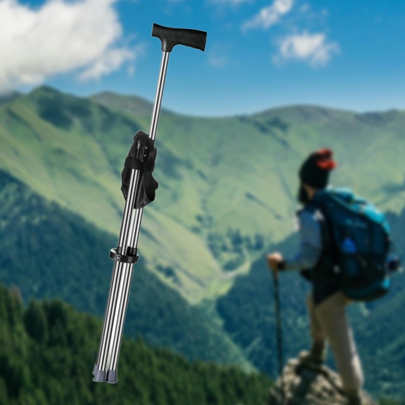 perfeclan Trekking Pole with Seat, Portable Stool, Practical Non-Slip Folding