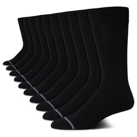 Nautica Mens Dress Socks - 10 Pack Breathable Stretch Crew Socks for Men for Work Business and Formal Wear (Sizes: 6-12.5), Size 6-12.5, All Black