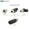 ECARCONETS M8 3 Pin Male Connector A Coding Straight Aviation