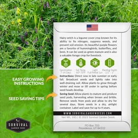 Hairy Vetch Seeds for Planting - 2 Packets with Instructions to Plant & Grow Beneficial Cover Crop & Forage in Your Home Garden - Non-GMO Heirloom Variety - Survival Garden Seeds