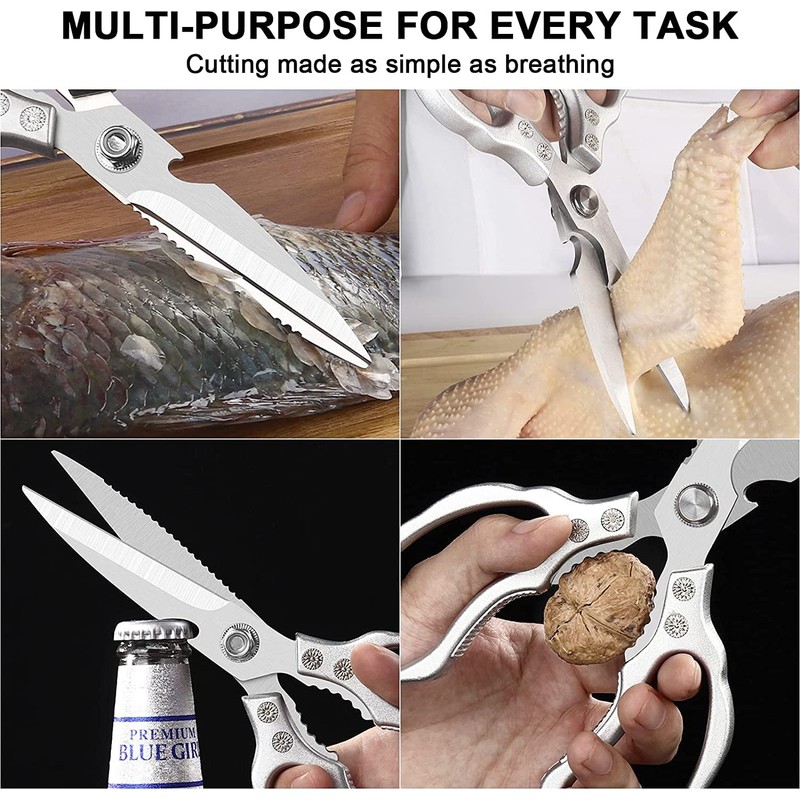 CGBE Kitchen Scissors, Stainless Steel Household Scissors, Heavy Duty, Dishwasher
