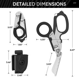 Trauma Shears Emergency Shears with Strap Cutter and Glass Breaker Stainless Steel Foldable Scissors Pliers, Outdoor Camping Rescue Scissors Tools … (Black)