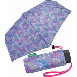 Benetton Pocket Umbrella Ultra Mini Flat Dots, Pop Dots Deep Periwinkle, Compact