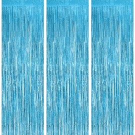 OFFCUP Tinsel Curtain, 3 Pieces Metallic Glitter Curtain Fringe, Tinsel Foil Curtain, Tinsel Curtains, Glitter Curtain Foil Background Foils, Fringe Curtains for Birthday Party