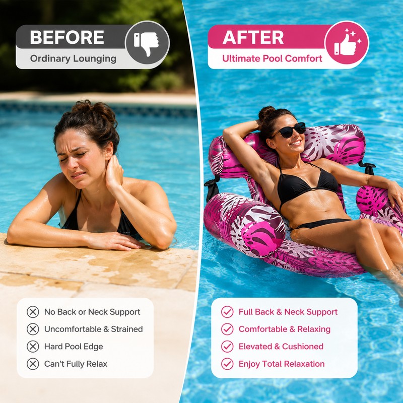 Inflatable Pool Chair for Adult Lounging – Portable Premium PVC