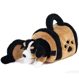 Teddys Rothenburg Cuddly Toy Bernese Mountain Dog in Dog Kennel 15 cm Brown/Black/White Plush Dog Fabric Dog
