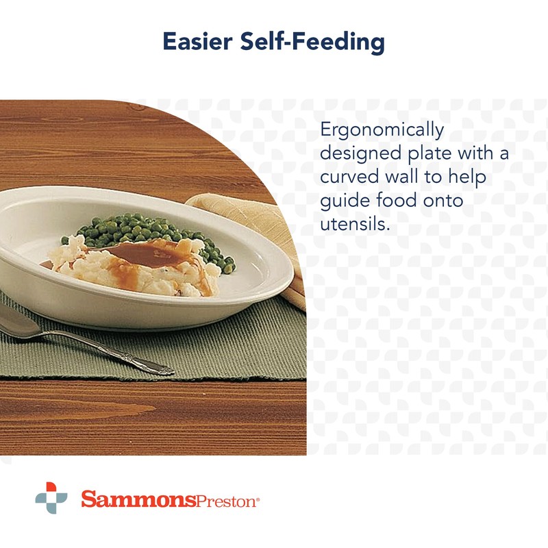 Sammons Preston Hi-Lo Scoop Plate, 9" Scooped Dish with Wall,