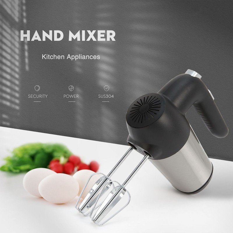 450W Electric Hand Mixer 304 Stainless Steel 5 Gear Speed