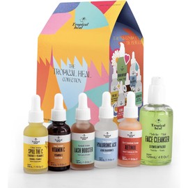 Tropical Heal Full Collection Skin Care Kit Completo de Cuidado Facial: cido Hialurnico Lash Booster Retinolift Serum Spill The C Dermolimpiador facial Vitamina C