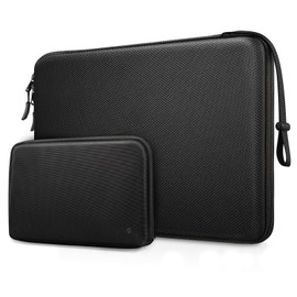 FINPAC Hard Laptop Sleeve with Accessory Pouch Compatible with 15.3 inch MacBook Air M4 M3 M2 2025 2024, 16.2 inch MacBook Pro M4/M3/M2/M1 Pro/Max, Waterproof Case for Surface Laptop/Book, Black