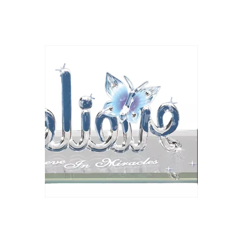 Glass Butterfly Figurine, Handcrafted Blue Butterfly, Believe in Miracles