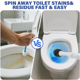 Electric Toilet Brush 8-in-1 Cleaning Kit with 8 Refills, Dual Barrel Holder, Hard Nylon & Soft Silicone Brushes, 2 Speeds (200/300 RPM), Type-C Fast Charging, Wall Mountable Toilet Bowl Scrubber