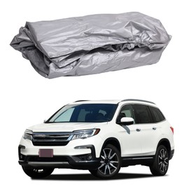 HIRUFAIT Car Cover Waterproof All Weather for Honda Pilot 2016-2022, Automotive Full Exterior Outdoor Covers Rain Snow UV Sun Hail Protector with Contractible Hem