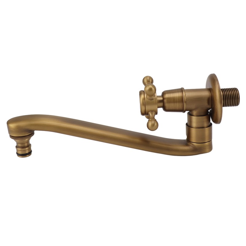 Antique Garden Faucet with Extended Spout Antifreezing Copper Wall Mount