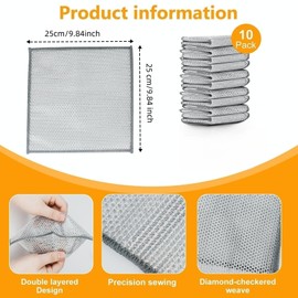 UFOGIFF Extra-Large Size Multipurpose Wire Dishwashing Rag,Non Scratch Wire Dishcloth, Reusable Steel Wool Scrubber,Non-Scratch,Quick-Drying,Multi-Purpose for Kitchen,Bathroom Cleaning (10)