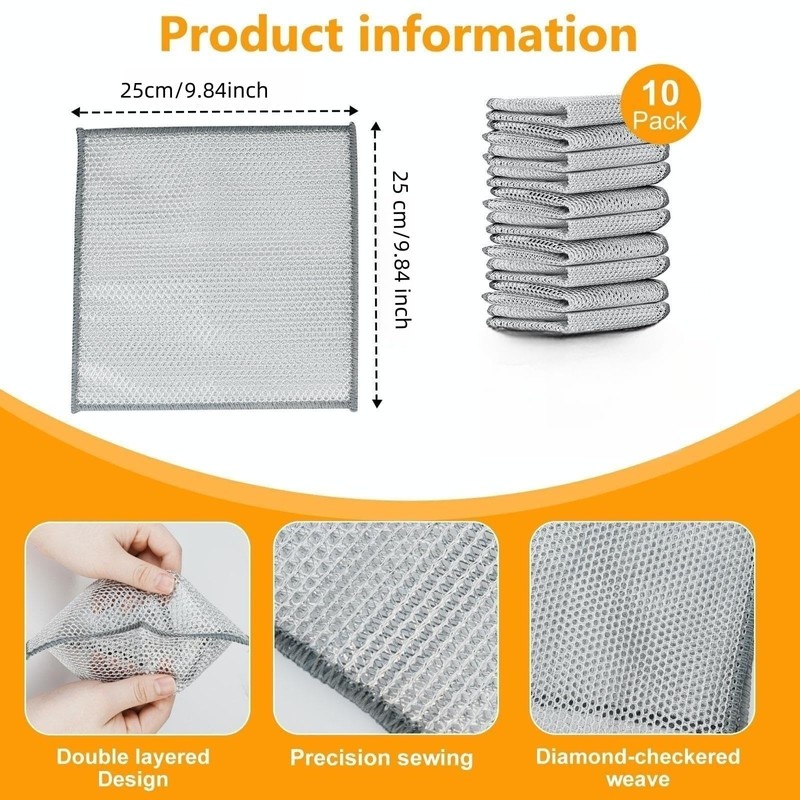 UFOGIFF Extra-Large Size Multipurpose Wire Dishwashing Rag,Non Scratch Wire Dishcloth,