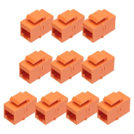 sourcing map 10 Pack RJ45 Ethernet Coupler, Female to Female Cat6 Coupler Ethernet Extension Adapter Network Connector for Cat6/Cat5e/Cat5,Orange