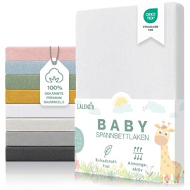Laleni Premium fitted sheets for baby cot, breathable, 100% cotton (150 g/m²), Oeko-Tex 100 Certified, 70 x 140 cm, white, set of 2